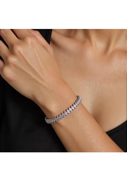 Gümüş Rengi Zirkon Choker kolyeli Kolye küpe ve Bileklikten oluşan Çelik Takı Seti | Sns50081065 fırsatları