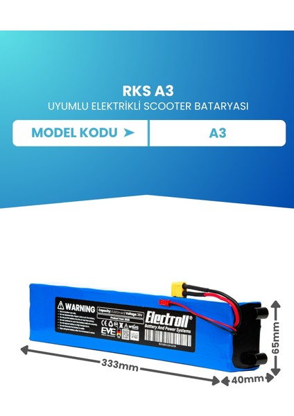 Rks A3 Uyumlu Batarya (Eko Kapasite) 36V 6.000MAH Elektrikli Scooter Bataryası fiyatları