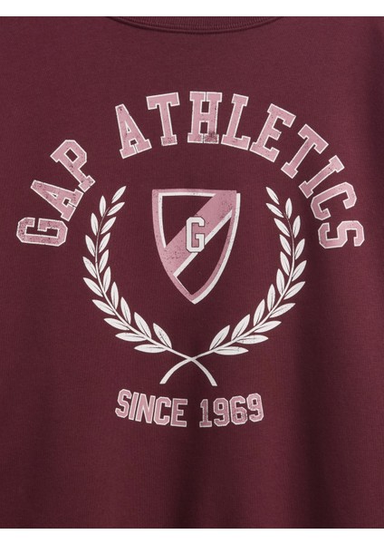 Kadın Bordo Oversized Gap Grafik Sweatshirt modelleri