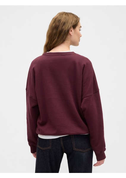 Kadın Bordo Oversized Gap Grafik Sweatshirt fırsatları