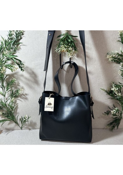 Siyah Kadın Iç Süet Yumuşak Deri Kol ve Omuz Çantası, Iç Bölmeli, Şık Tasarım fiyatları
