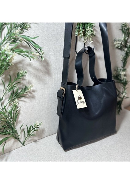 Siyah Kadın Iç Süet Yumuşak Deri Kol ve Omuz Çantası, Iç Bölmeli, Şık Tasarım modelleri