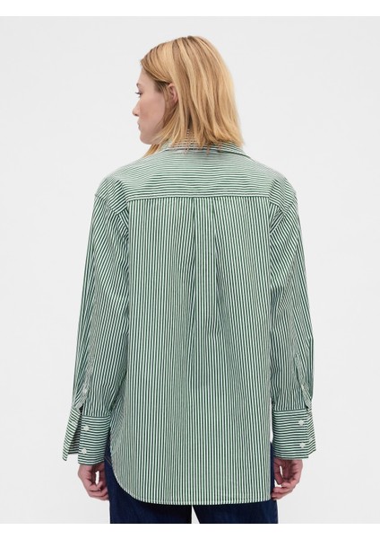 Kadın Yeşil Organik Pamuk Poplin Big Gömlek fırsatları