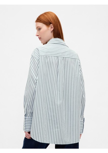 Kadın Mavi Organik Pamuk Poplin Big Gömlek fırsatları