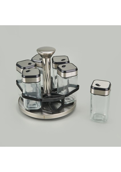 Döner Stantlı 6'lı Baharatlık - Şeffaf / Siyah - 100 ml fiyatları