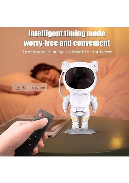 Beyaz Astronot Gece Lambası, Nebula ve Samanyolu Teması, Sıcak ve Rahat Atmosfer modelleri