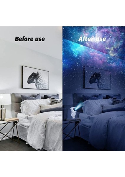 Beyaz Astronot Gece Lambası, Nebula ve Samanyolu Teması, Sıcak ve Rahat Atmosfer indirimleri