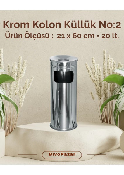 Kolon Küllük Çöp Kovası No:2 Bahçe Kovası Paslanmaz 21X60 cm 20 Lt