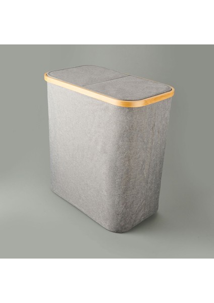 2 Bölmeli Katlanabilir Çamaşır Sepeti - Gri - 110 Lt fiyatları