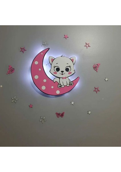 Şık Ahşap Gece Lambası, LED ile Parlak ve Sıcak Atmosfer Yaratır