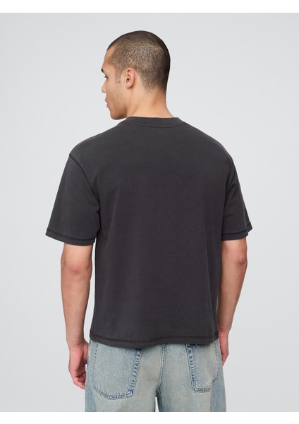 Erkek Siyah Kurt Cobain Relaxed Crop Grafik T-Shirt fırsatları