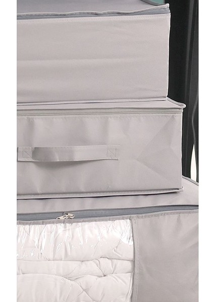3'lü Set 53 x 44 x 21 cm Baza Altı & Dolap Içi Organizer, Yorgan & Yastık Düzenleyici Hurç Gri fırsatları