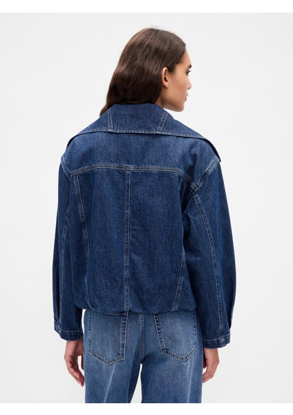 Kadın Mavi Denim Oversized Bubble Ceket fırsatları