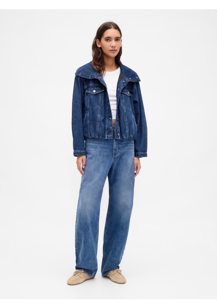 Kadın Mavi Denim Oversized Bubble Ceket indirimleri
