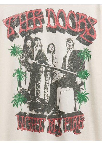 Erkek Krem The Doors Relaxed Grafik T-Shirt fırsatları