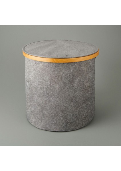 Kapaklı Katlanabilir Yuvarlak Çamaşır Sepeti - Gri - 50 Lt fiyatları