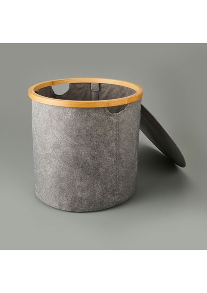 Kapaklı Katlanabilir Yuvarlak Çamaşır Sepeti - Gri - 50 Lt modelleri