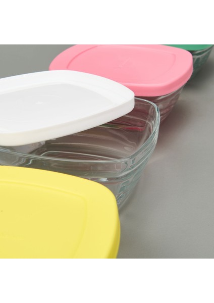 Glass 4 You 4'lü Kapaklı Cam Saklama Kabı - Renkli - 310 ml modelleri
