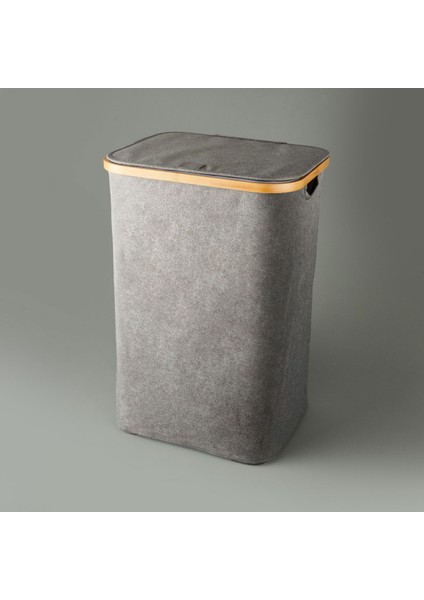 Kapaklı Katlanabilir Dikdörtgen Çamaşır Sepeti - Gri - 80 Lt fiyatları