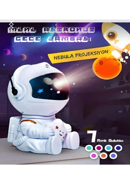 Yıldız ve Galaksi Projeksiyonlu Gece Lambası, Kumandalı, Beyaz Renk indirimleri
