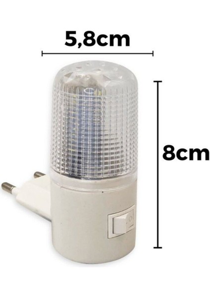 5'li 1W Beyaz Işıklı Fişli Gece Lambası, Aç/kapa Düğmeli, 8 cm fırsatları