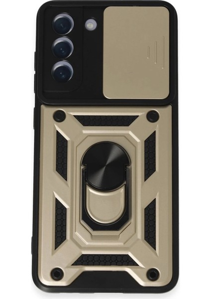 Samsung Galaxy S21 Fe Kılıf Pars Lens Yüzüklü Silikon - Gold