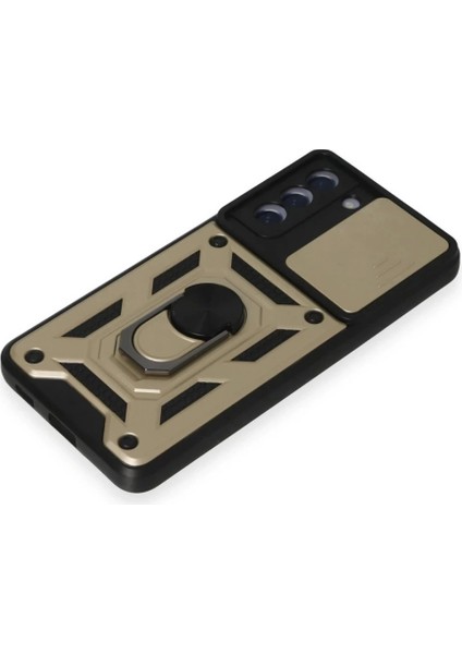 Samsung Galaxy S21 Fe Kılıf Pars Lens Yüzüklü Silikon - Gold indirimleri