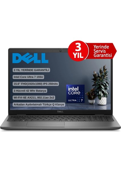 Latitude 3550 Intel Core Ultra 7 155U 16GB 512GB SSD 15.6" Fhd Freedos Taşınabilir Bilgisayar fiyatları