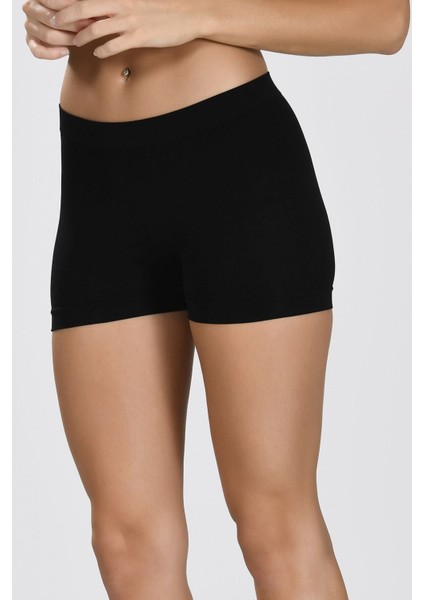 Kadın Siyah Taktel Dikişsiz Mini Şort Boxer 2008 modelleri