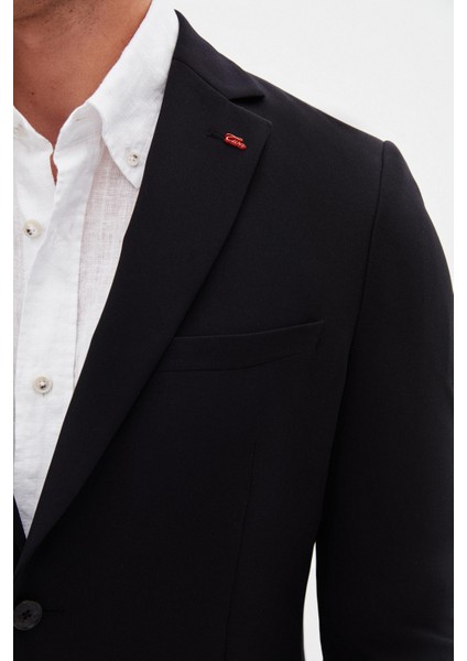 Slim Fit Siyah Düz Kumaş Ceket fırsatları