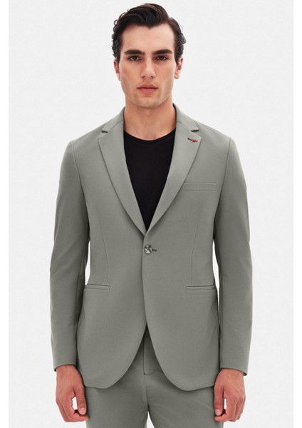 Slim Fit Vizon Düz Takim Elbise