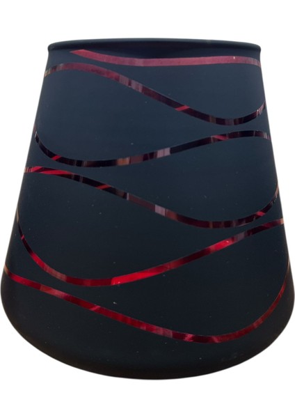 Cam Siyah Çizgili Dar Ağızlı Vazo (18X15 Cm)