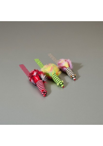 Tüylü Fare Kedi Oyuncağı - Asorti - 32 cm