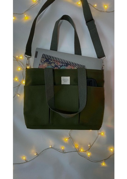 Haki Renkli Fermuarlı Laptop ve Tablet Taşımaya Uygun Kanvas Çanta indirimleri