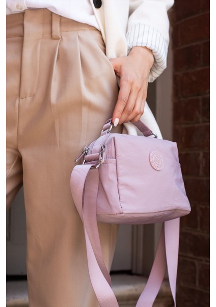 Kadın Günlük Su Geçirmez Paraşüt Kumaş Çapraz Askılı Çanta Pembe modelleri