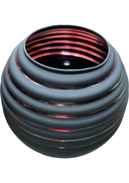 Yuvarlak Siyah Çizgili Cam VAZO(20X20 Cm) modelleri
