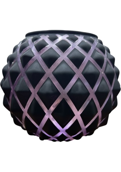 Petek Desenli Siyah Yuvarlak VAZO(13X16CM)