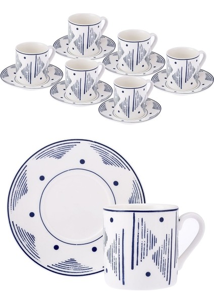 6 Kişilik 90 ml Lacivert Kahve Fincan Takımı, Şık ve Kullanışlı Set