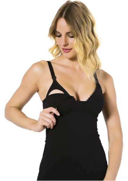 Kadın Siyah Lohusa Emzirme Atleti