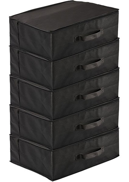 5'li Set 53 x 44 x 21 cm Baza Altı & Dolap Içi Organizer, Yorgan & Yastık Düzenleyici Hurç Siyah