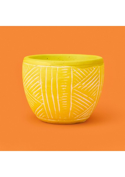 Duvar Desenli Beton Saksı - Sarı - 13,5X12,5 cm fiyatları