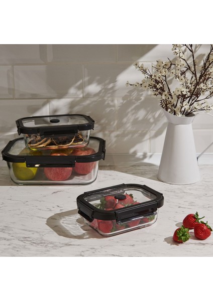 Kilitli Cam Saklama Kabı - Şeffaf - 640 ml