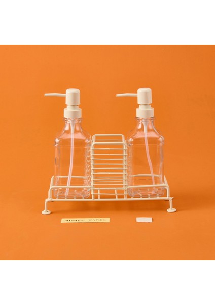 Cream 2'li Metal Stantlı Cam Sıvı Sabunluk - Şeffaf / Krem - 200 ml fiyatları