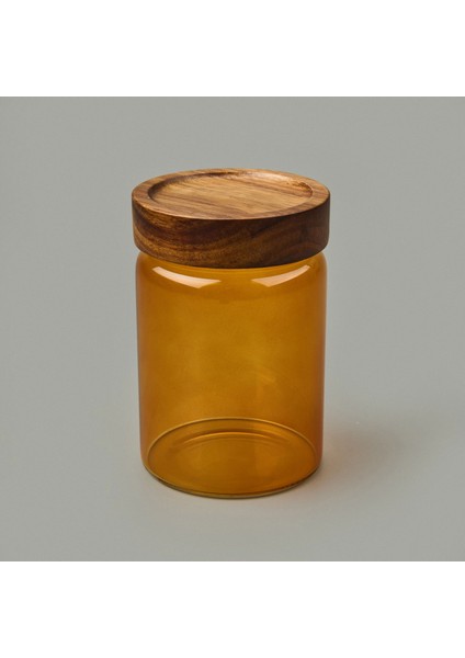 Mia Akasya Yuvarlak Cam Kavanoz - Amber - 850 ml