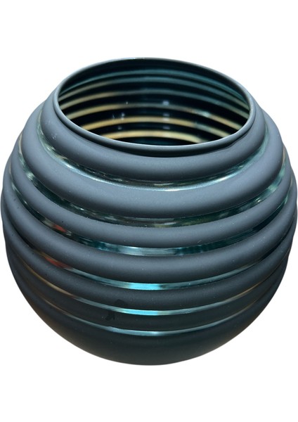 Yuvarlak Siyah Çizgili Cam VAZO(20X20 Cm) modelleri