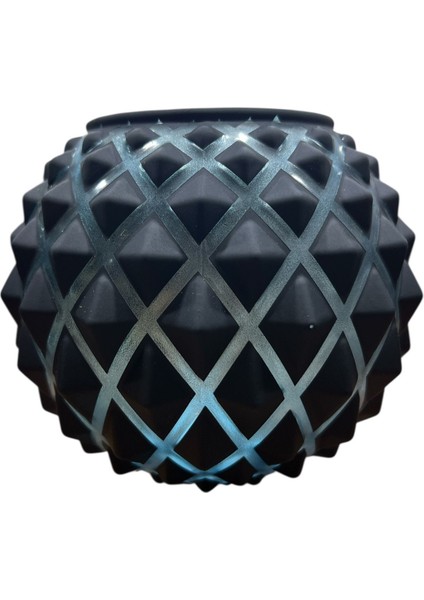 Petek Desenli Siyah Yuvarlak VAZO(13X16CM)