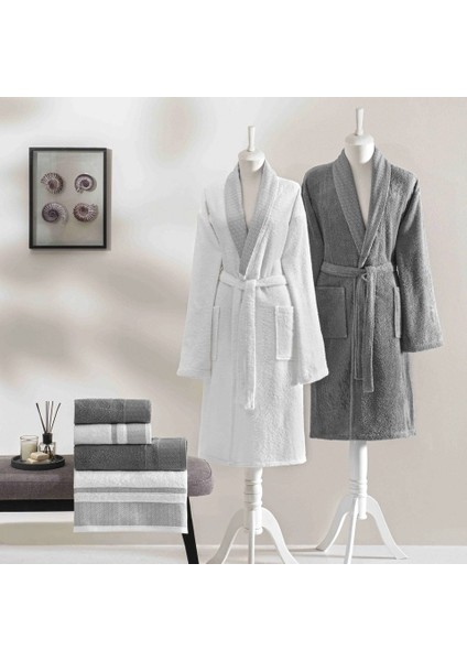 Raya Yeni Sezon Pure Cotton Pamuk Aile Seti Beyaz -Antrasit