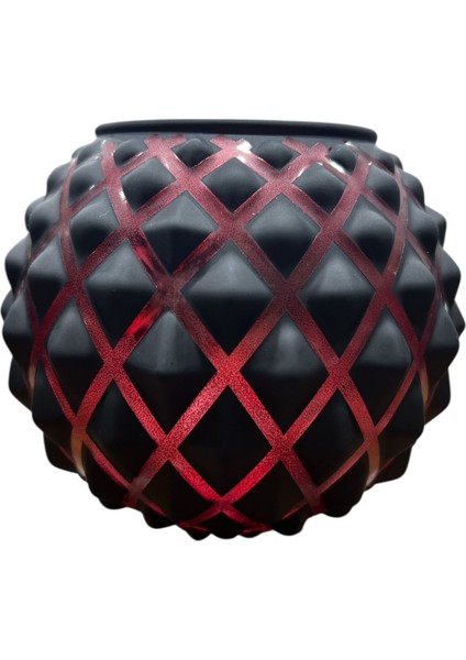Petek Desenli Siyah Yuvarlak VAZO(13X16CM)