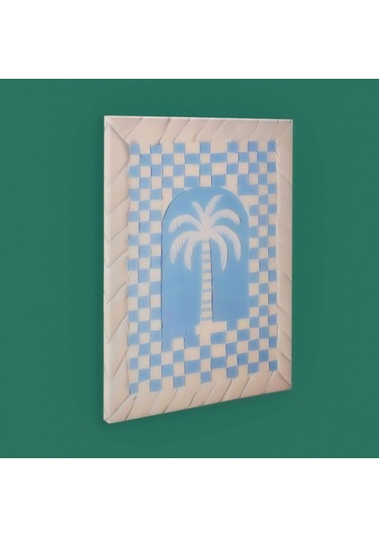 Deco Palm Breeze Kanvas Tablo - Mavi / Beyaz - 50X70 cm modelleri