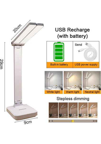 USB ile Ayarlanabilir Parlaklık ve Renk Seçenekleriyle Şık Masa Lambası